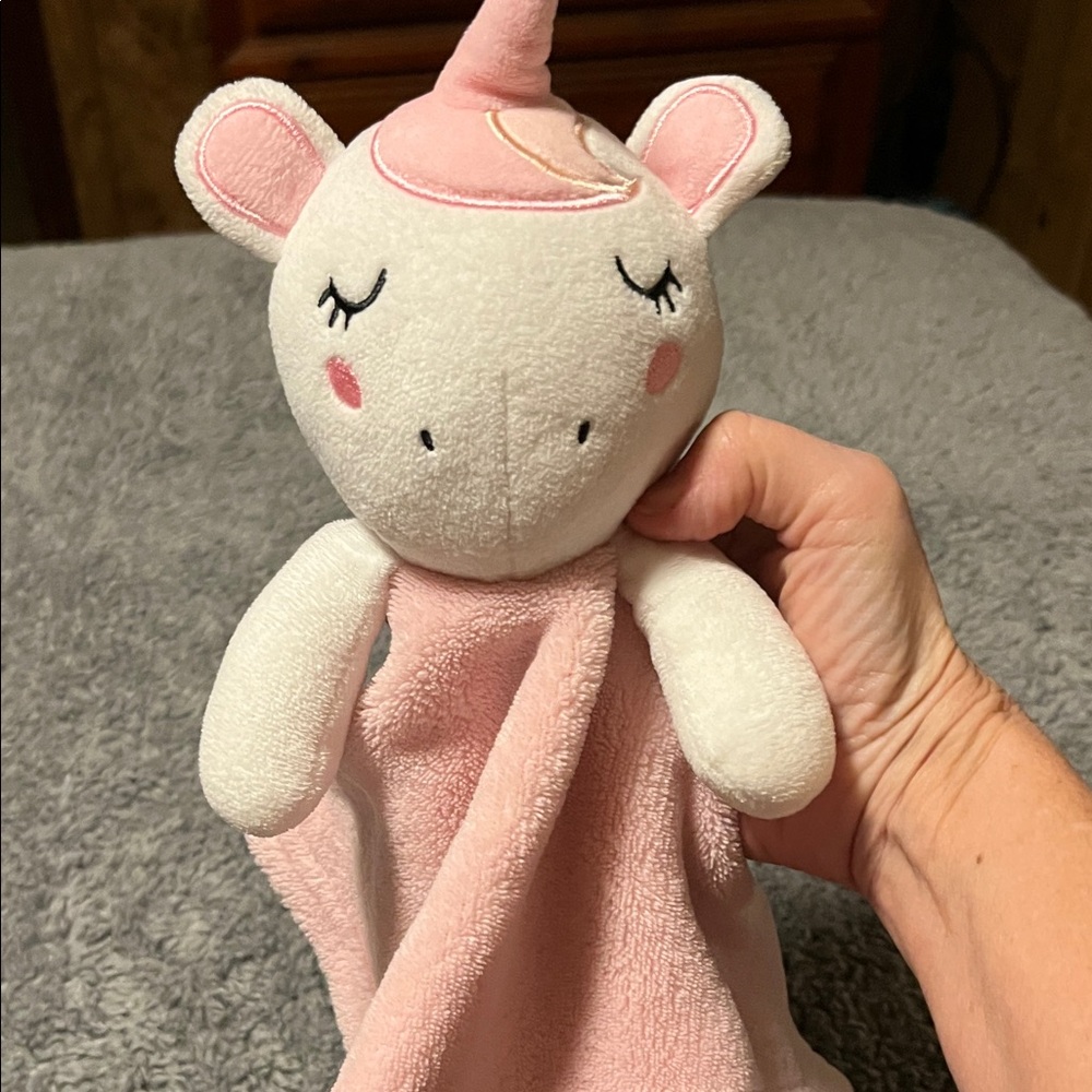 Forever Baby Charming Pink Unicorn Plush Security Blanket Lovey Stuffed Animal - Picture 9 of 9